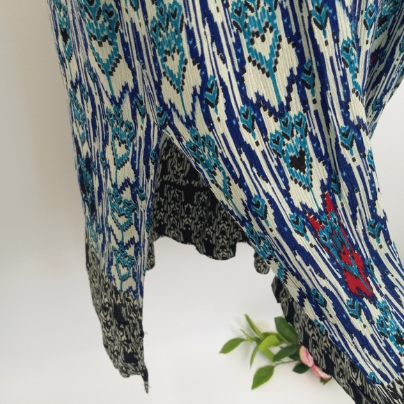 BILA Boho Ikat Print Creped Fabric Overlay Bodice Sleeveless Maxi Dress XL - Picture 9 of 13